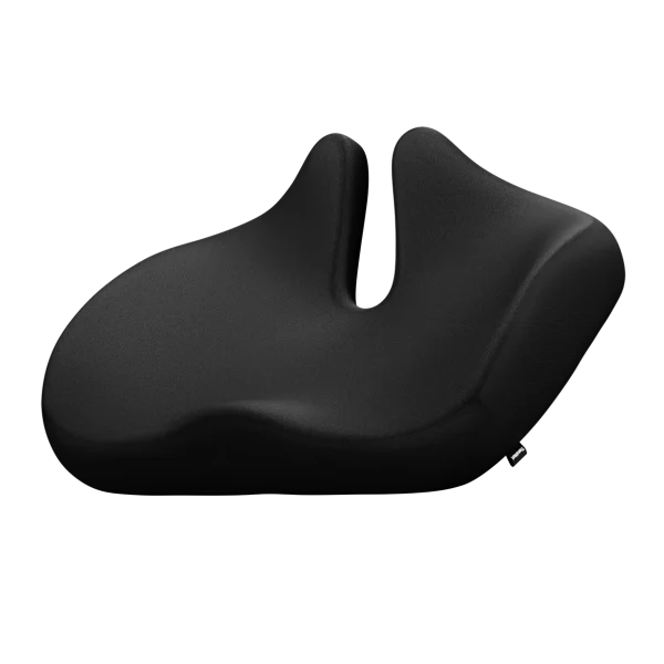 Cojín ergonómico TheraFreedom de carbón vista lateral con corte para coxis