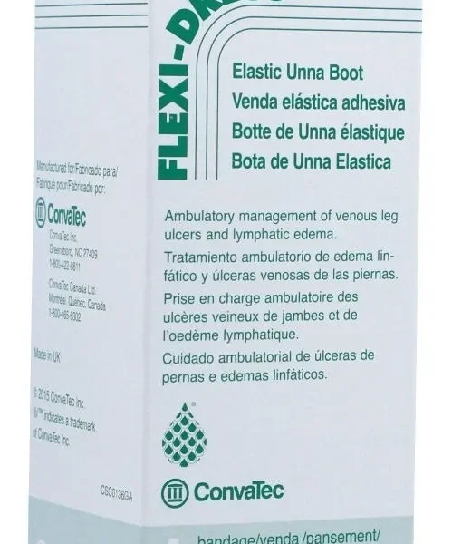 Caja de venda elástica adhesiva Flexi-Dress Convatec para úlceras venosas en Medicalab SPA.